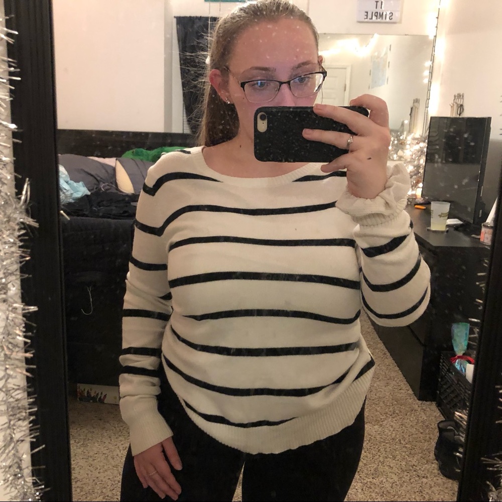 Black and white striped sweater